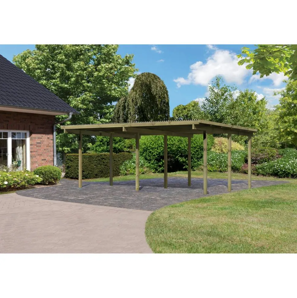 Doppelcarport 'Eco 1' 563 x 490 cm Kiefer KDI PVC-Dach