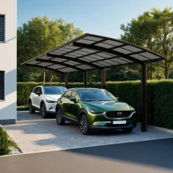 Doppelcarport 'Portoforte Typ 80 Tandem' Aluminium mattbraun 270 x 983 x 298 cm