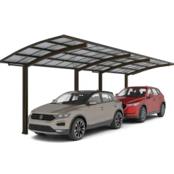 Doppelcarport 'Portoforte Typ 80 Tandem' Aluminium mattbraun 270 x 983 x 298 cm