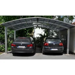 Doppelcarport 'Portoforte Typ 80 M-Ausführung' Aluminium edelstahlfarben 542 x 495 x 298 cm