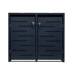 Doppel-Mülltonnenbox Stahlblech anthrazit 132 x 82 x 116 cm