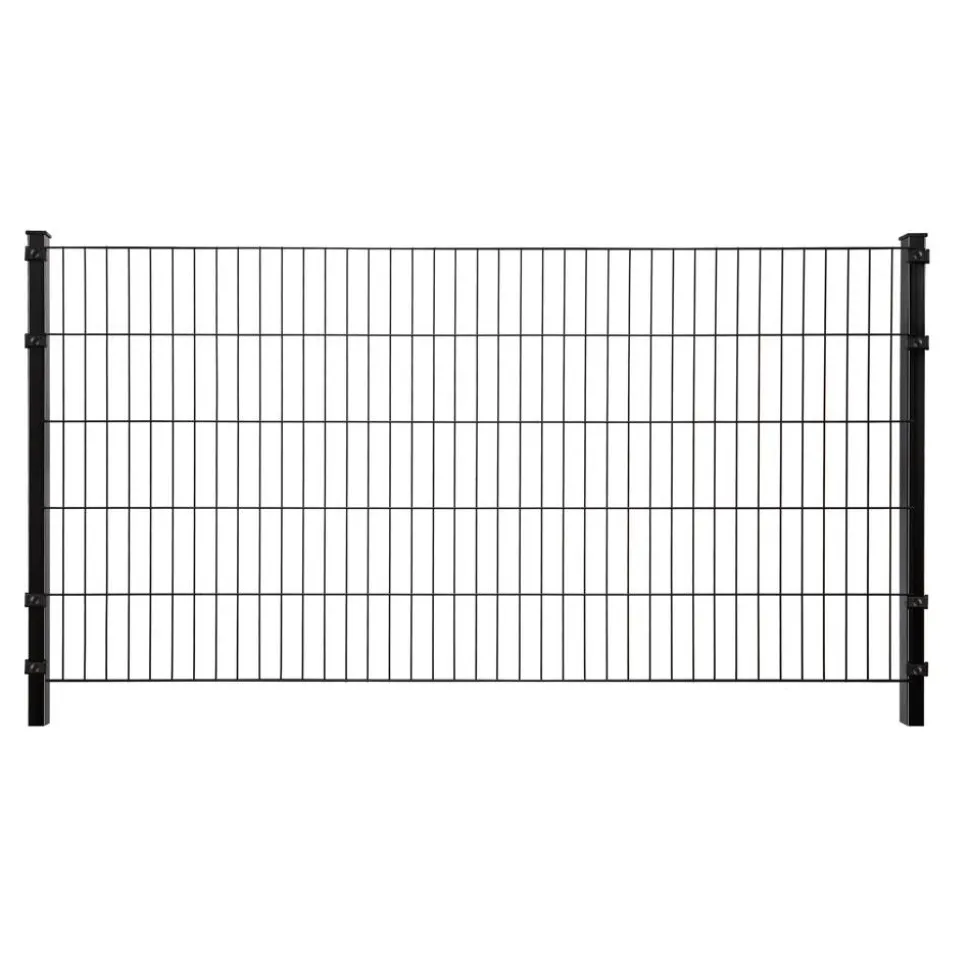 Doppelstabmattenzaun-Set 'Blacky' schwarz 200 x 100 cm