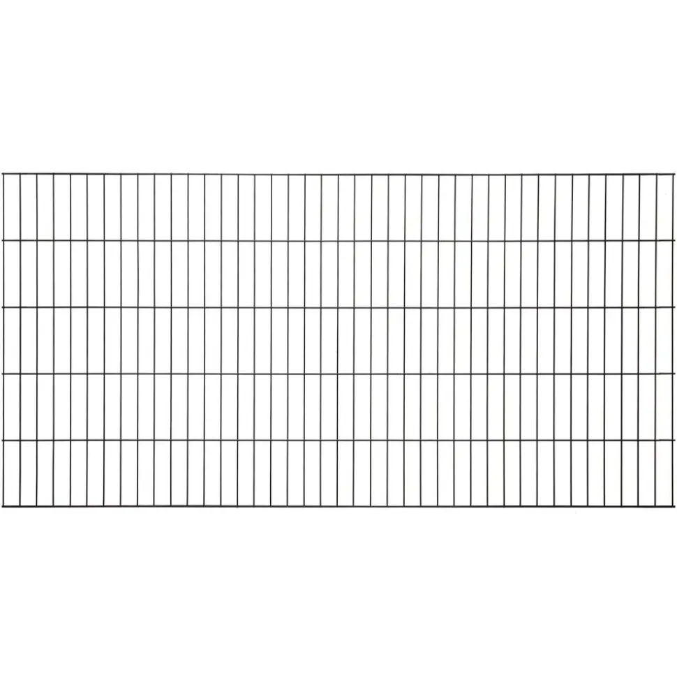Doppelstabmattenzaun-Set 'Blacky' schwarz 200 x 100 cm