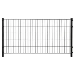 Doppelstabmattenzaun-Set 'Blacky' schwarz 2400 x 100 cm