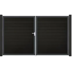 Doppeltor 'Solid' BPC/Aluminium DIN links schwarz/anthrazit 300 x 180 cm