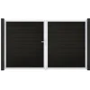 Doppeltor 'Solid' BPC/Aluminium DIN links schwarz/silber 300 x 180 cm