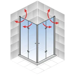 Drehfalttür als Eckeinstieg 'Garant 2.0' Chromoptik für Duschwanneneinbaumaß 780 - 800 mm