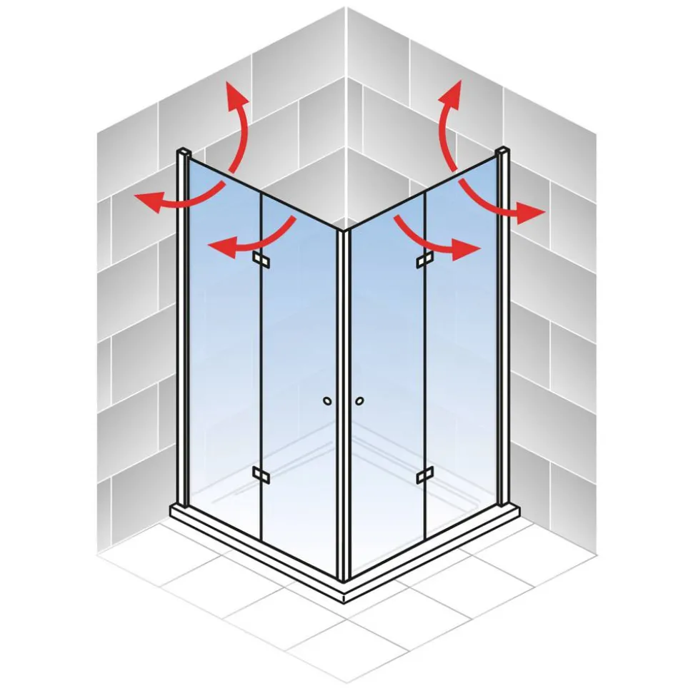 Drehfalttür als Eckeinstieg 'Garant 2.0' Chromoptik für Duschwanneneinbaumaß 780 - 800 mm