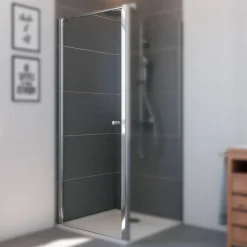 Drehtür 'Elana 6' für Seitenwand links teilgerahmt, Klarglas silber matt 90 x 200 cm