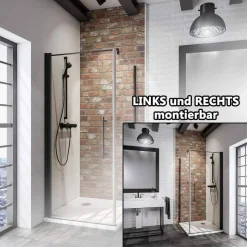 Drehtür inklusive Seitenwand 'Alexa Style 2.0' mattschwarz 90 x 90 cm