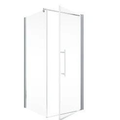Drehtür mit Seitenwand 'Alexa Style 2.0' teilgerahmt, aluminiumfarben, 90 x 192 cm