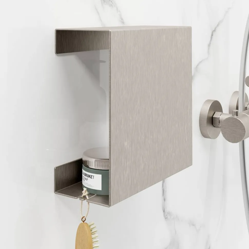 Duschablage edelstahlfarben 22,5 x 22,5 x 9,5 cm mit Klebelösung
