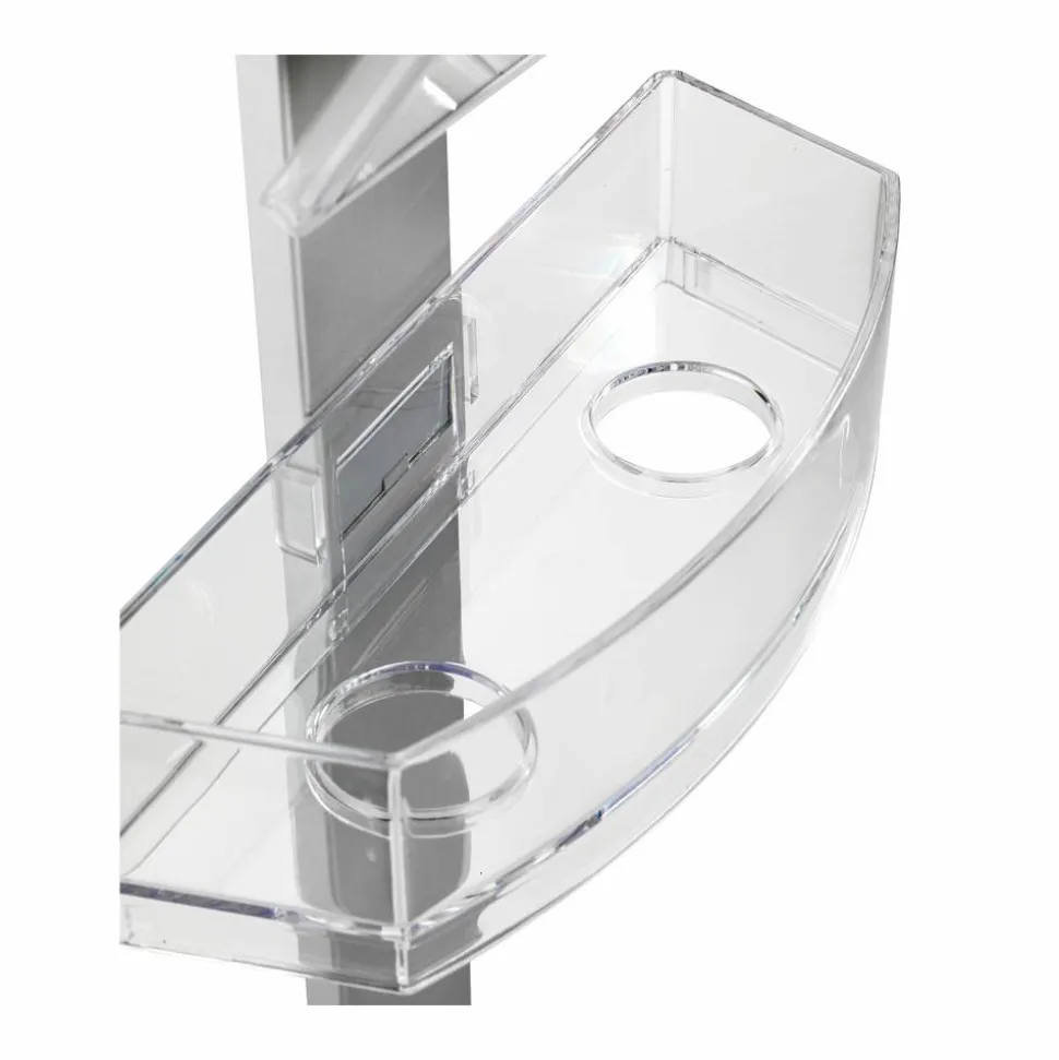 Duschcaddy Premium mit Antibeschlagspiegel mit 2 Ablagen und Edelstahl-Haken