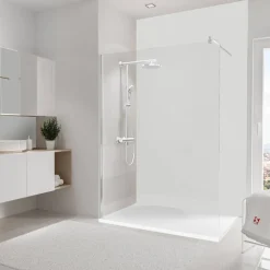 Duschrückwand 'DecoDesign' Steinoptik weiß 150 x 255 cm