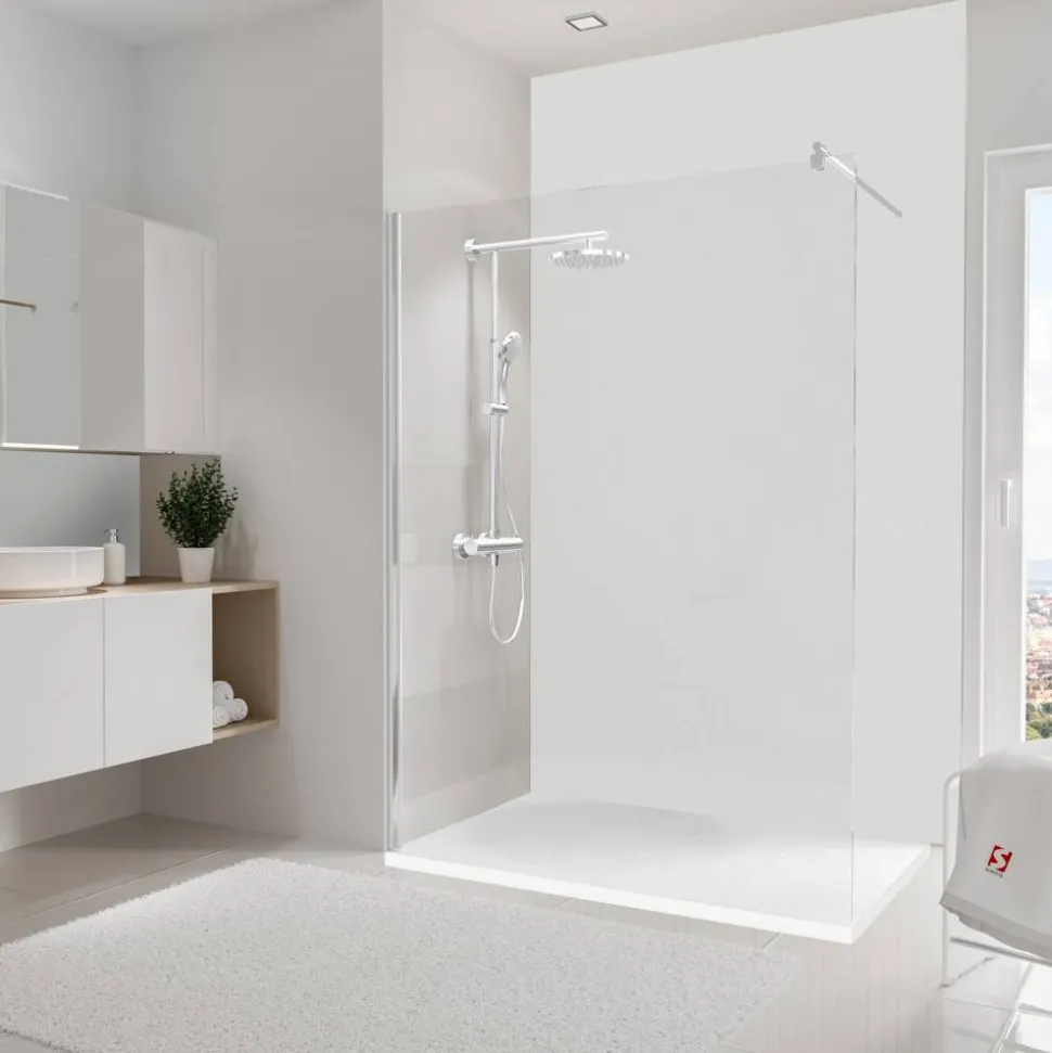 Duschrückwand 'DecoDesign' Steinoptik weiß 150 x 255 cm
