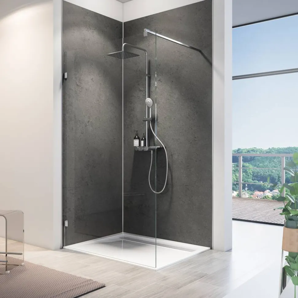 Duschrückwand 'DecoDesign' Softtouch Stein Anthrazit, 100 x 255 cm
