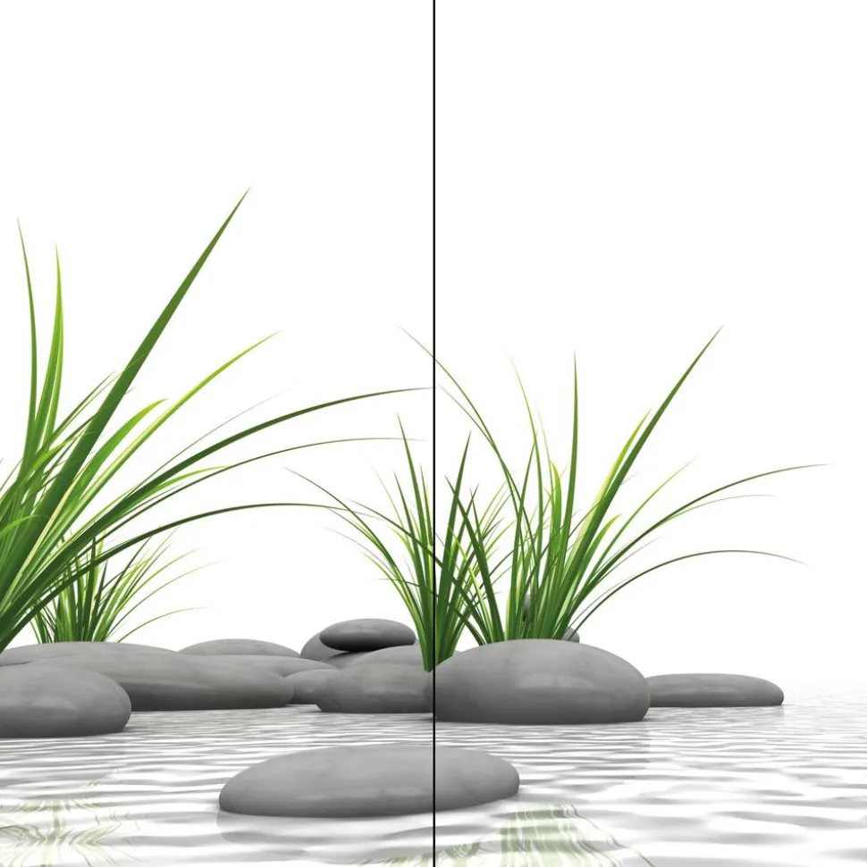 Duschrückwand 'DecoDesign' Zen-Steine Gras 210 x 90 x 90 cm, über Eck