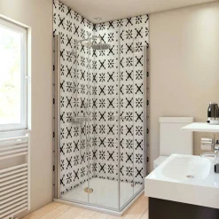 Duschrückwand Fliesenoptik Orient-Design schwarz/weiß 100 x 210 cm