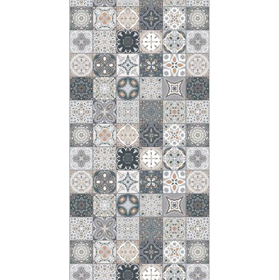 Duschrückwand Fliesenoptik mediterranes Design grau/weiß/beige 150 x 255 cm