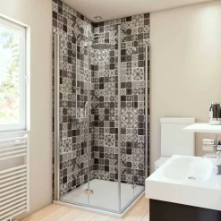 Duschrückwand Fliesenoptik Marokko-Design grau/weiß 100 x 210 cm