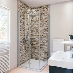 Duschrückwand Maueroptik beige 100 x 255 cm