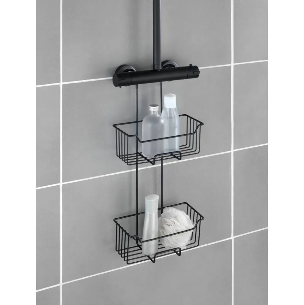 Duschregal 'Milo' Edelstahl schwarz 25 x 55 x 14 cm