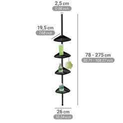 Duschregal teleskopierbar 'Compact' Aluminium schwarz 26 x 78-275 x 19,5 cm