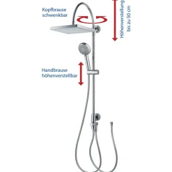Duschsystem 'Aquamaxx 200' chromfarben eckige Kopfbrause, für separate Armatur