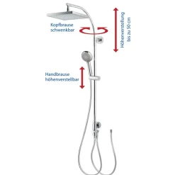 Duschsystem 'Aquamaxx 320' chromfarben eckige Kopfbrause, für separate Armatur