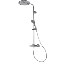Duschsystem 'Aquamaxx 310' chromfarben mit Thermostat, runde Kopfbrause