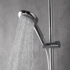 Duschsystem 'Aquamaxx 340' hochglanz verchromt runde Kopfbrause, mit Glasablage
