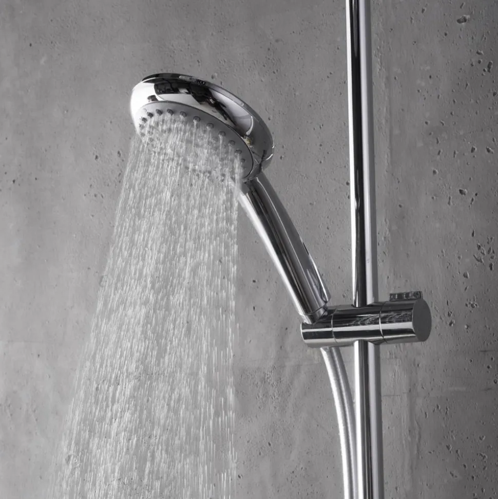 Duschsystem 'Aquamaxx 340' hochglanz verchromt runde Kopfbrause, mit Glasablage