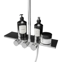 Duschsystem 'DuschMaster Rain III Modern' mit Thermostat und Ablage, rund, 111 cm