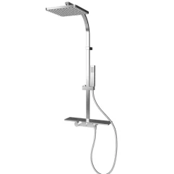 Duschsystem 'DuschMaster Rain II Square' mit Thermostat und Ablage, eckig, 102 cm