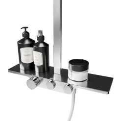 Duschsystem 'DuschMaster Rain II Square' mit Thermostat und Ablage, eckig, 102 cm