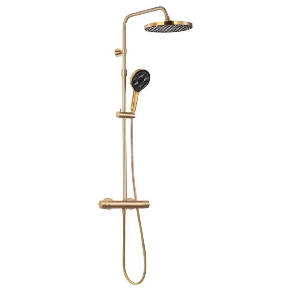 Duschsystem 'Glaia' mit Thermostat mattgold