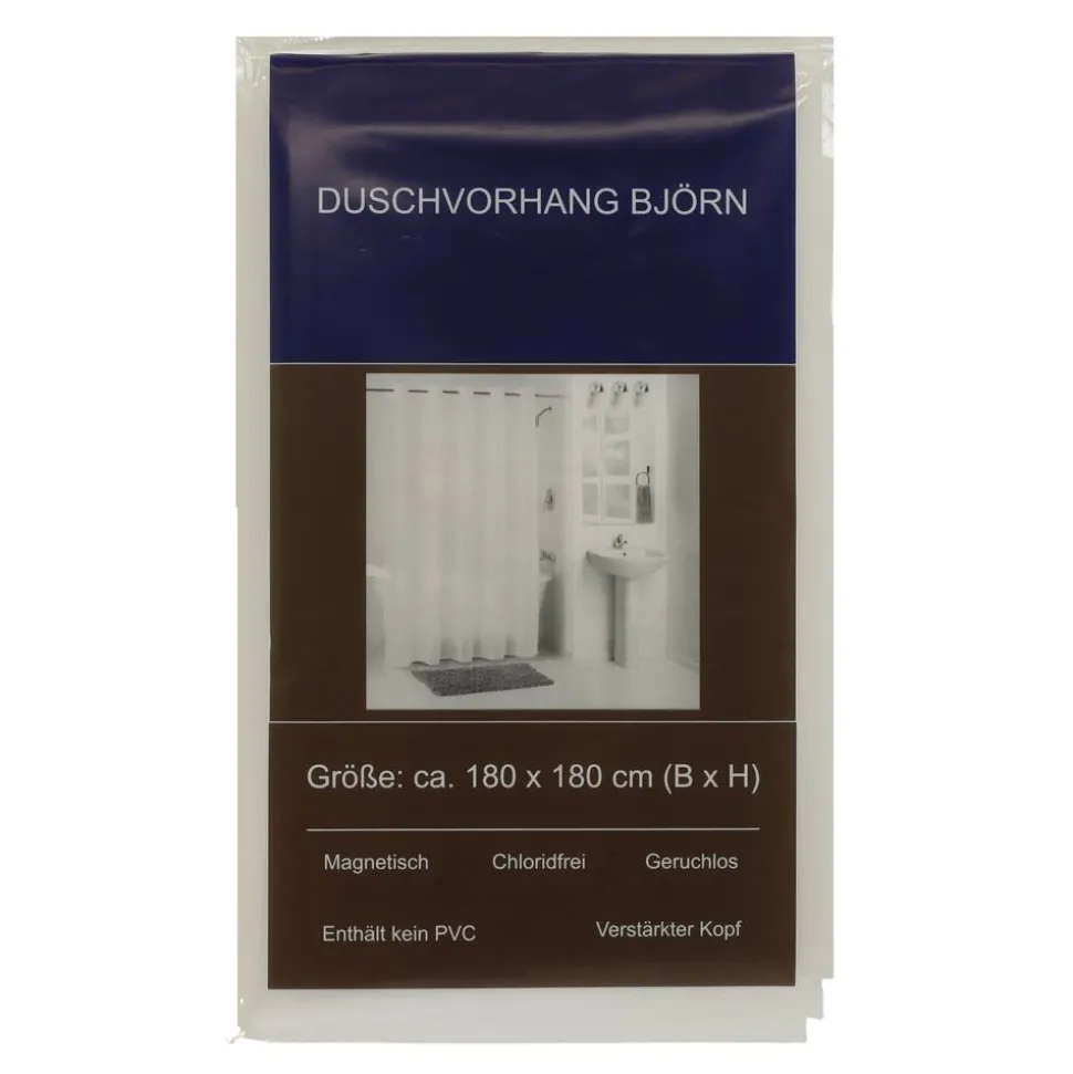 Duschvorhang 'Björn' weiß 180 x 180 cm