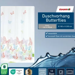Duschvorhang 'Butterflies' bunt 180 x 200 cm