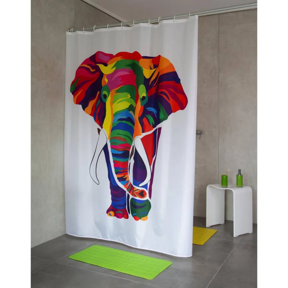 Duschvorhang 'Elephant' bunt 180 x 200 cm
