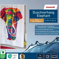 Duschvorhang 'Elephant' bunt 180 x 200 cm