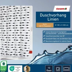 Duschvorhang 'Linien' schwarz 180 x 200 cm