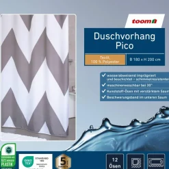 Duschvorhang 'Pico' Textil grau 180 x 200 cm