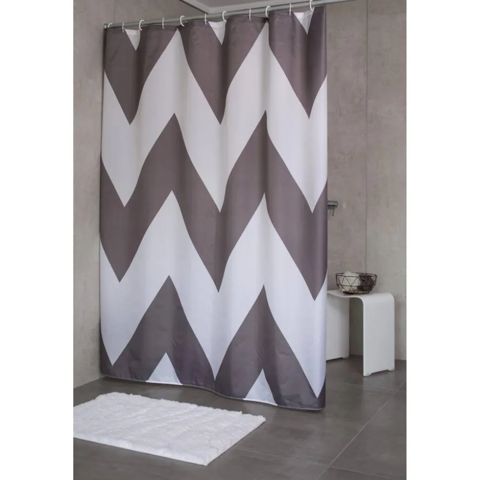 Duschvorhang 'Pico' Textil grau 180 x 200 cm