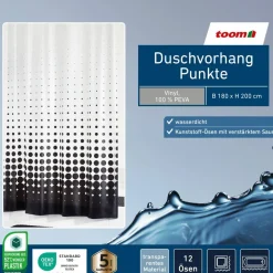 Duschvorhang 'Punkte' schwarz 180 x 200 cm