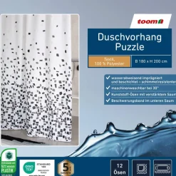 Duschvorhang 'Puzzle' schwarz 180 x 200 cm