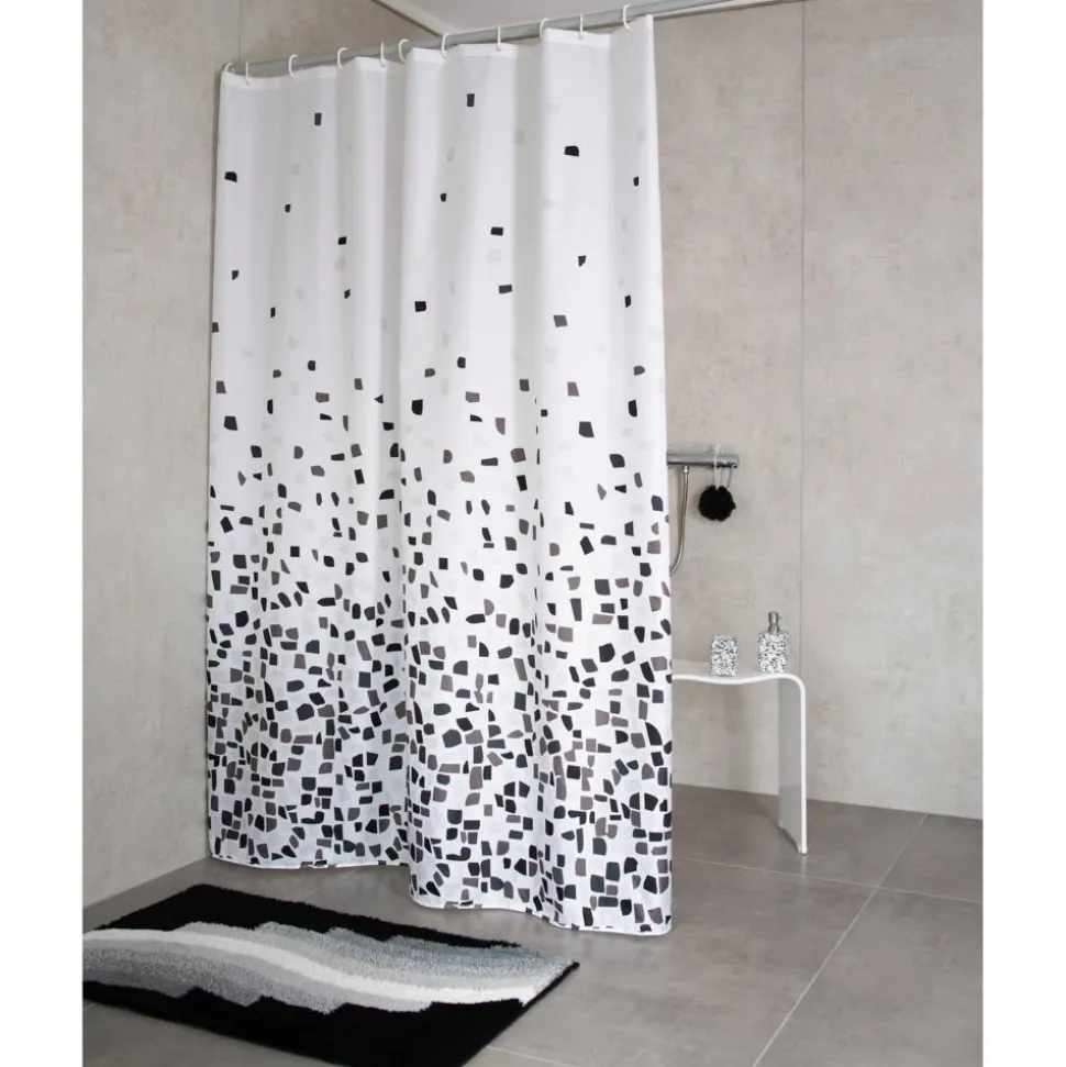 Duschvorhang 'Puzzle' schwarz 180 x 200 cm