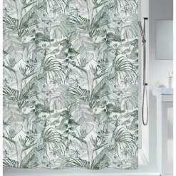 Duschvorhang 'Tropic' Textil grün/weiß 180 x 200 cm