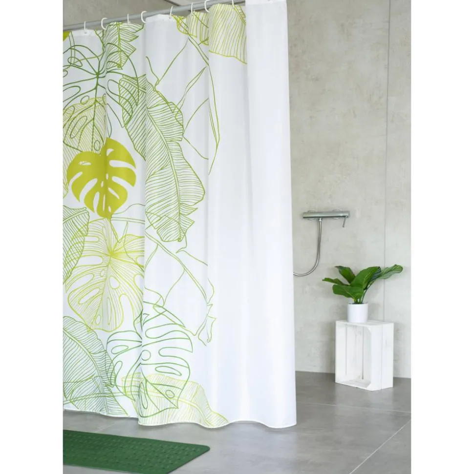 Duschvorhang 'Tropical' Textil grün 180 x 200 cm