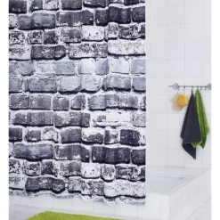 Duschvorhang 'Wall' grau 180 x 200 cm