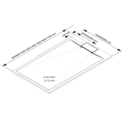 Duschwanne 'DWM-Tec' Steinstruktur anthrazit 70 x 150 cm